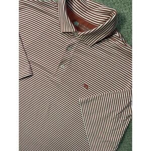 Onward Reserve Performance Polo Shirt Mens Large Red Striped Golf Stretch Logo
